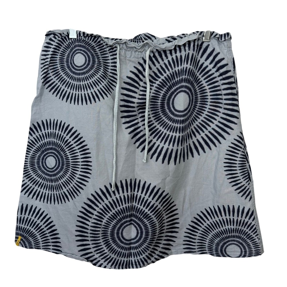 Lole Deserted Skirt Womens Small Linen Blend Gray Black Print Drawstring Beachy
